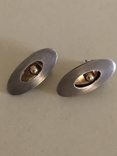 Silver and 14ct Gold Designer Earrings - Ed Levin
