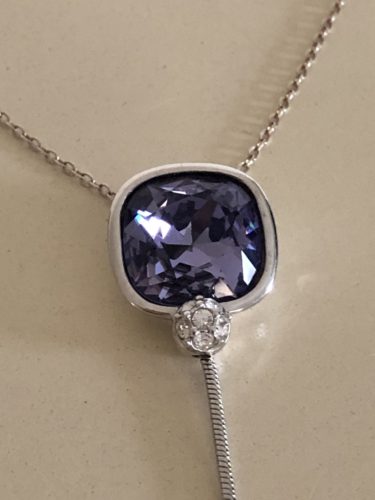 Silver and Swarovski Amethyst Crystal Pendant