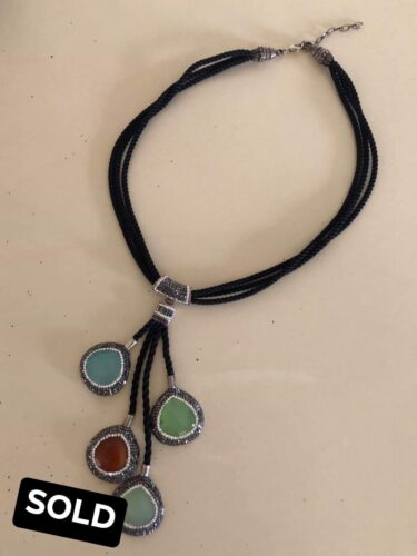 Italian Silver Agate Crystal Necklace
